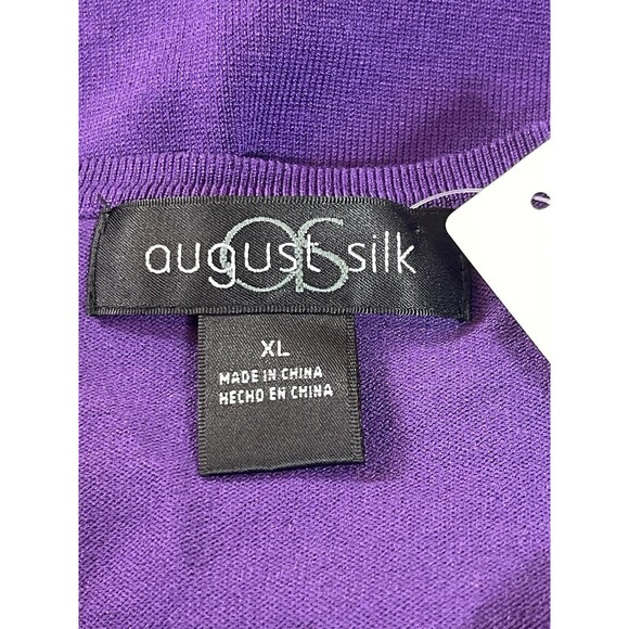 August Silk Women’s XL Purple Brocade Button Up Cardigan Sweater NWT Silk Blend - Picture 10 of 11